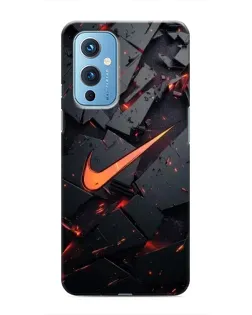 Чехол для OnePlus 9 с картинкой «Nike — эффект разломов»