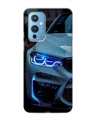 Чехол для OnePlus 9 с картинкой «Взгляд BMW с синими фарами»