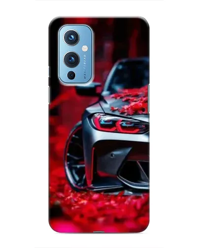 Чехол для OnePlus 9 с картинкой «Спортивная BMW и цветы»