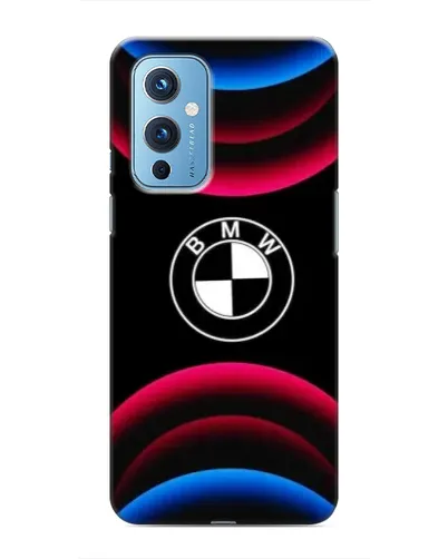 Чехол для OnePlus 9 с картинкой «Логотип BMW и неоновые дуги»