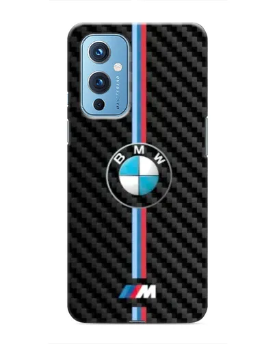 Чехол для OnePlus 9 с картинкой «Эмблема BMW и карбон»