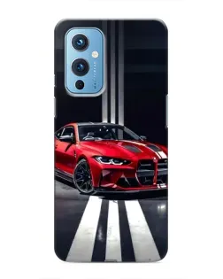 Чехол для OnePlus 9 с картинкой «Красная BMW на дороге»