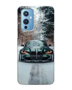 Чехол для OnePlus 9 с картинкой «BMW в зимнем лесу»