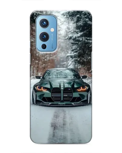 Чехол для OnePlus 9 с картинкой «BMW в зимнем лесу»