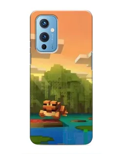 Чехол для OnePlus 9 с картинкой «Майнкрафт закат солнца»