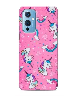 Чехол для OnePlus 9 с картинкой «Unicorn паттерн розовый»