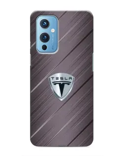Чехол для OnePlus 9 с картинкой «Металлическая текстура Tesla»