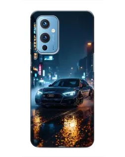 Чехол для OnePlus 9 с картинкой «Ночной город и Audi»