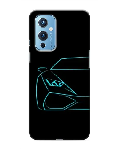 Чехол для OnePlus 9 с картинкой «Голубой силуэт Lamborghini»