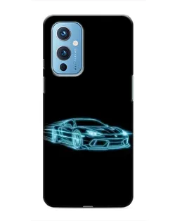 Чехол для OnePlus 9 с картинкой «Неоновый контур Lamborghini»