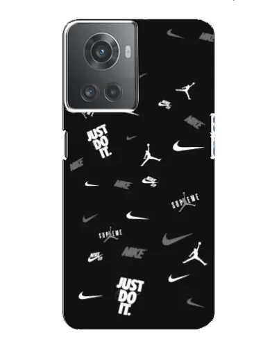 Чехол для OnePlus ACE (10R) с картинкой «Nike Black Pattern»