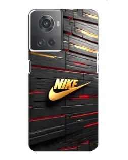 Чехол для OnePlus ACE (10R) с картинкой «Золотой Nike на металле»