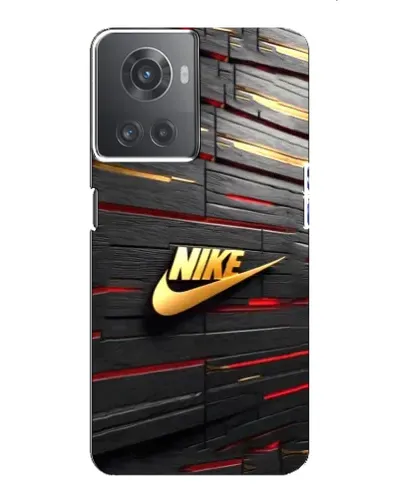 Чехол для OnePlus ACE (10R) с картинкой «Золотой Nike на металле»