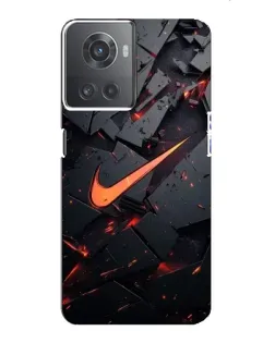 Чехол для OnePlus ACE (10R) с картинкой «Nike — эффект разломов»