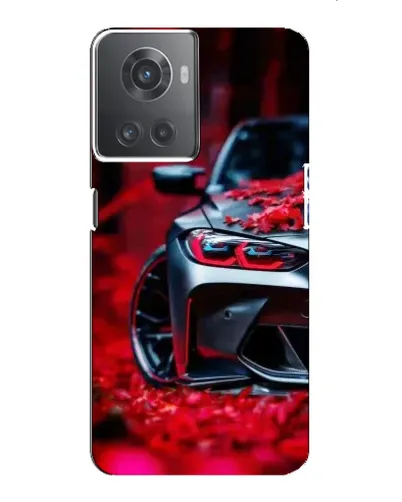 Чехол для OnePlus ACE (10R) с картинкой «Спортивная BMW и цветы»