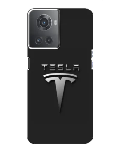 Чехол для OnePlus ACE (10R) с картинкой «Стальной логотип Tesla»