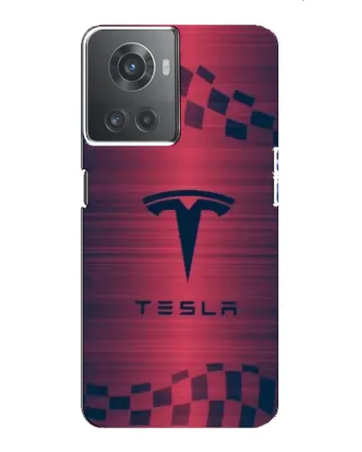 Чехол для OnePlus ACE (10R) с картинкой «Тесла красный карбон»