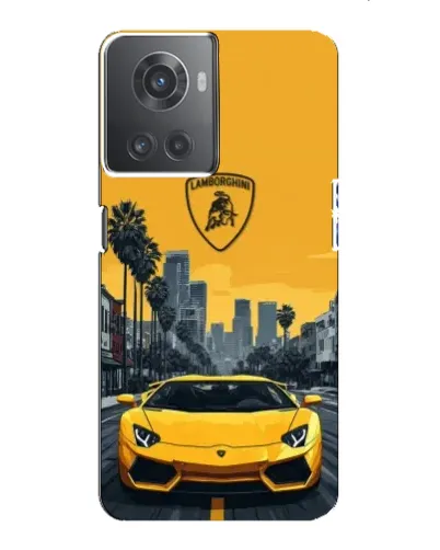 Чехол для OnePlus ACE (10R) с картинкой «Желтый Lamborghini город»