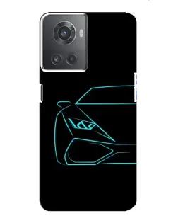 Чохол для OnePlus ACE (10R) з картинкою «Блакитний силует Lamborghini»