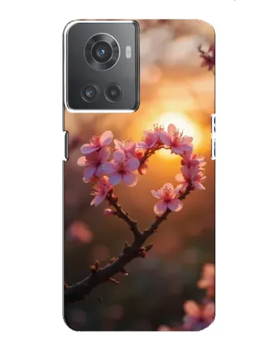 Чехол для OnePlus ACE (10R) с картинкой «Розовый цвет сердце на фоне заката»