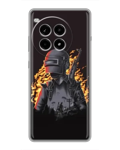 Чехол для OnePlus Ace 3 Pro с картинкой «PUBG — огненный силуэт»