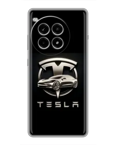 Чехол для OnePlus Ace 3 Pro с картинкой «Tesla — серебристое авто»