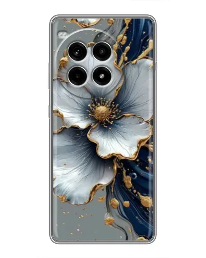 Чехол для OnePlus Ace 3 Pro с картинкой «Белый цветок и золотой флюид» Чехол для OnePlus Ace 3 Pro с картинкой «Белый цветок и золотой флюид»