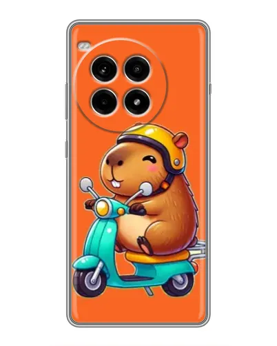 Чехол для OnePlus Ace 3 Pro с картинкой «Капибара на скутере»