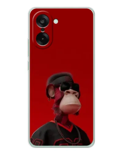 Чехол для OnePlus Ace 5 Racing с картинкой «Bored Ape в красном»