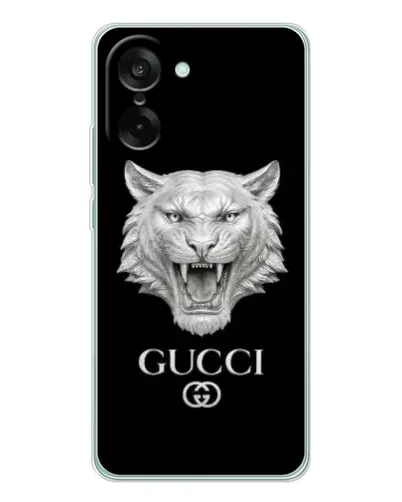 Чехол для OnePlus Ace 5 Racing с картинкой «Gucci — серебряный лев» Чехол для OnePlus Ace 5 Racing с картинкой «Gucci — серебряный лев»