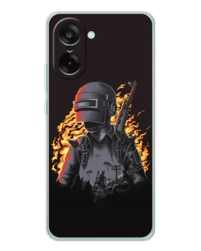 Чехол для OnePlus Ace 5 Racing с картинкой «PUBG — огненный силуэт» Чехол для OnePlus Ace 5 Racing с картинкой «PUBG — огненный силуэт»