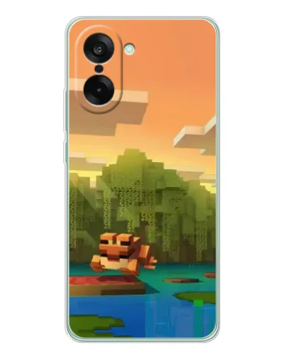Чехол для OnePlus Ace 5 Racing с картинкой «Майнкрафт закат солнца»