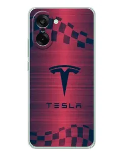 Чехол для OnePlus Ace 5 Racing с картинкой «Тесла красный карбон»