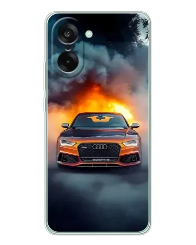 Чехол для OnePlus Ace 5 Racing с картинкой «Audi в огненном дыму»