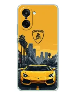 Чехол для OnePlus Ace 5 Racing с картинкой «Желтый Lamborghini город»