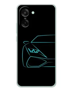 Чехол для OnePlus Ace 5 Racing с картинкой «Голубой силуэт Lamborghini»
