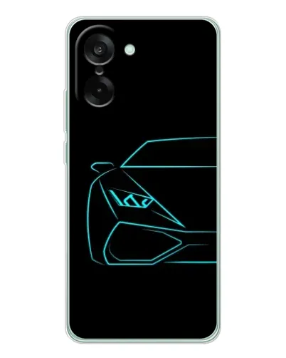 Чехол для OnePlus Ace 5 Racing с картинкой «Голубой силуэт Lamborghini»