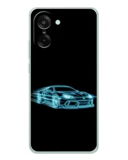 Чехол для OnePlus Ace 5 Racing с картинкой «Неоновый контур Lamborghini»