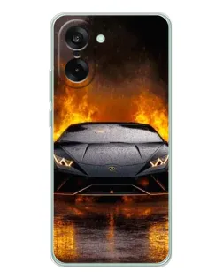 Чехол для OnePlus Ace 5 Racing с картинкой «Lamborghini в огне»