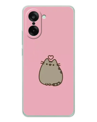 Чехол для OnePlus Ace 5 Racing с картинкой «Pusheen сердце»