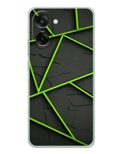Чохол для OnePlus Ace 5 Racing з картинкою «Зелені геометричні лінії»