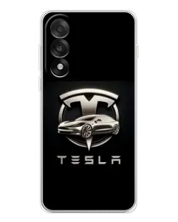 Чехол для OnePlus Ace 5 Ultra с картинкой «Tesla — серебристое авто»