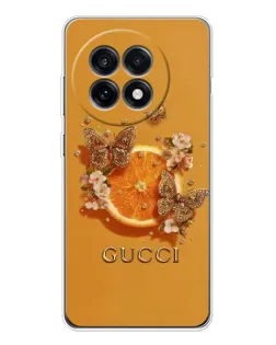 Чехол для OnePlus Ace 5 с картинкой «Gucci — золотые бабочки»