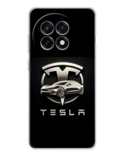 Чехол для OnePlus Ace 5 с картинкой «Tesla — серебристое авто»