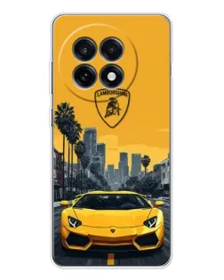Чехол для OnePlus Ace 5 с картинкой «Желтый Lamborghini город»