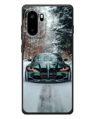 Чехол для OnePlus Ace 6 с картинкой «BMW в зимнем лесу»