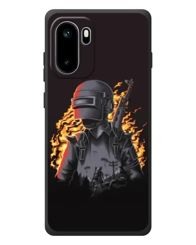 Чехол для OnePlus Ace 6 с картинкой «PUBG — огненный силуэт»