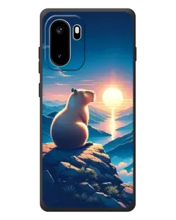 Чехол для OnePlus Ace 6 с картинкой «Закат солнца с капибарой»