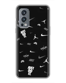 Чохол для OnePlus Nord 2 з картинкою «Nike Black Pattern»