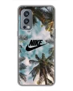 Чехол для OnePlus Nord 2 с картинкой «Тропический принт Nike» Чехол для OnePlus Nord 2 с картинкой «Тропический принт Nike»